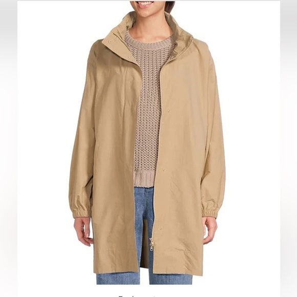 Eileen Fisher Jackets & Blazers - NWT Eileen Fisher Organic Cotton Blend Stand Collar Long Sleeve Hidden Hood coat